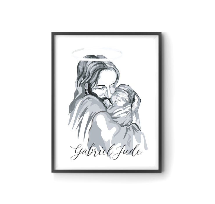 Jesus & Baby Religious Personalised Artwork by LRN GRAPHICS