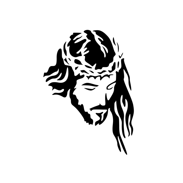 Jesus Face Silhouette Crucifixion SVG PNG Cut file Cricut Religious Icon Faith Christian Symbol Prayer Jesus Christ with Crown Cross Mary