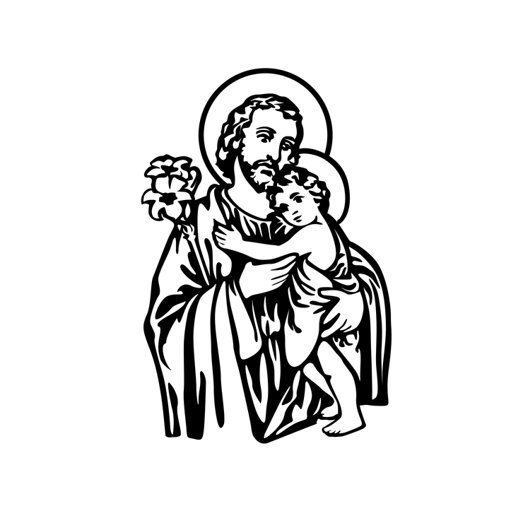 Joseph holding Baby Jesus SVG | Joseph and Jesus SVG Baby Jesus Christ with Joseph Religious Icon Catholic Christianity Mary Rosary Cut File