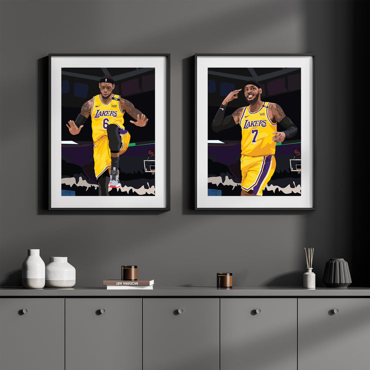 LeBron James Carmelo Anthony Lakers Poster by LRN GRAPHICS