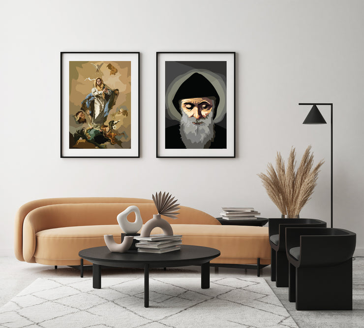 The Immaculate Conception and St Charbel Religious Art Print by LRN GRAPHICS